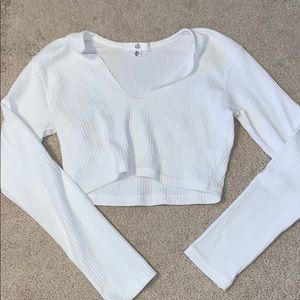Missguided white cropped long sleeve